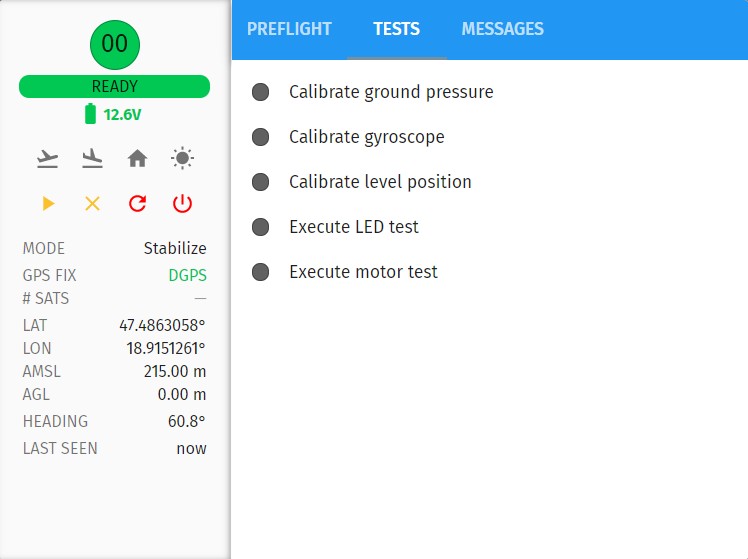 Properties dialog tests tab