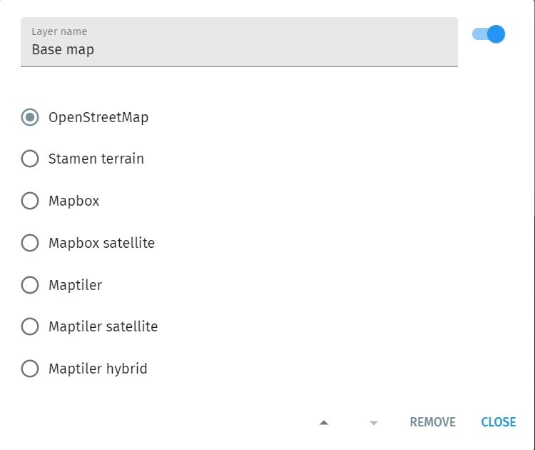 Layers panel base map