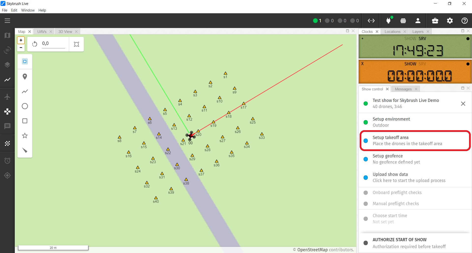 Setup takeoff area