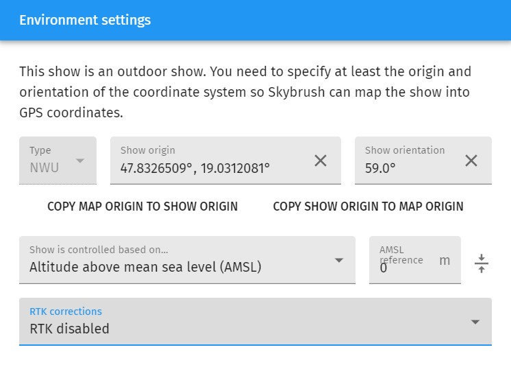 Environment settings