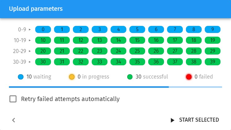 Upload parameters