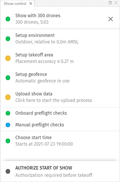 Show control panel