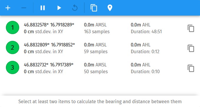 Coordinate averaging dialog