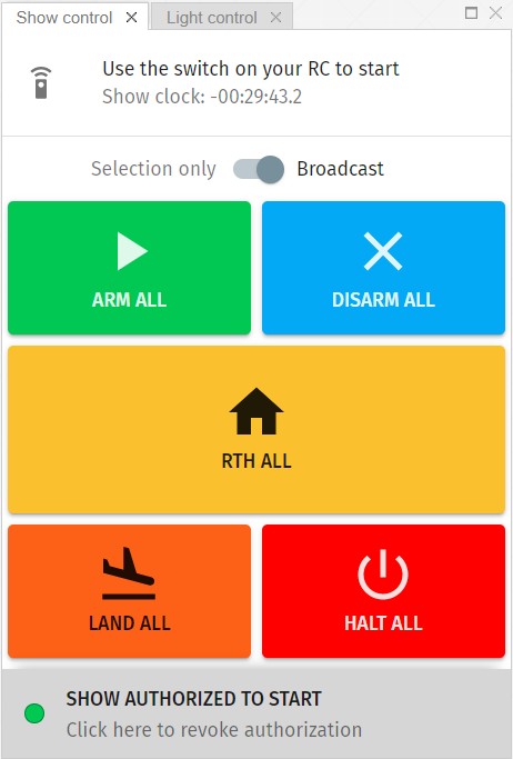 Show control panel in authorized show mode