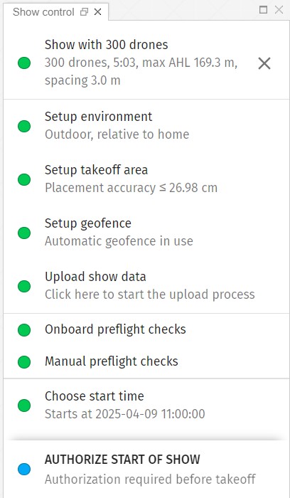 Show control panel