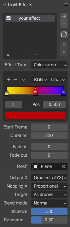 Light Effects panel