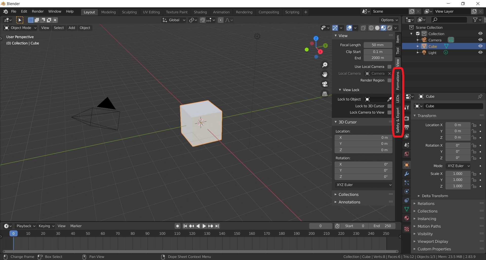 Blender 3D Viewport with Skybrush tabs